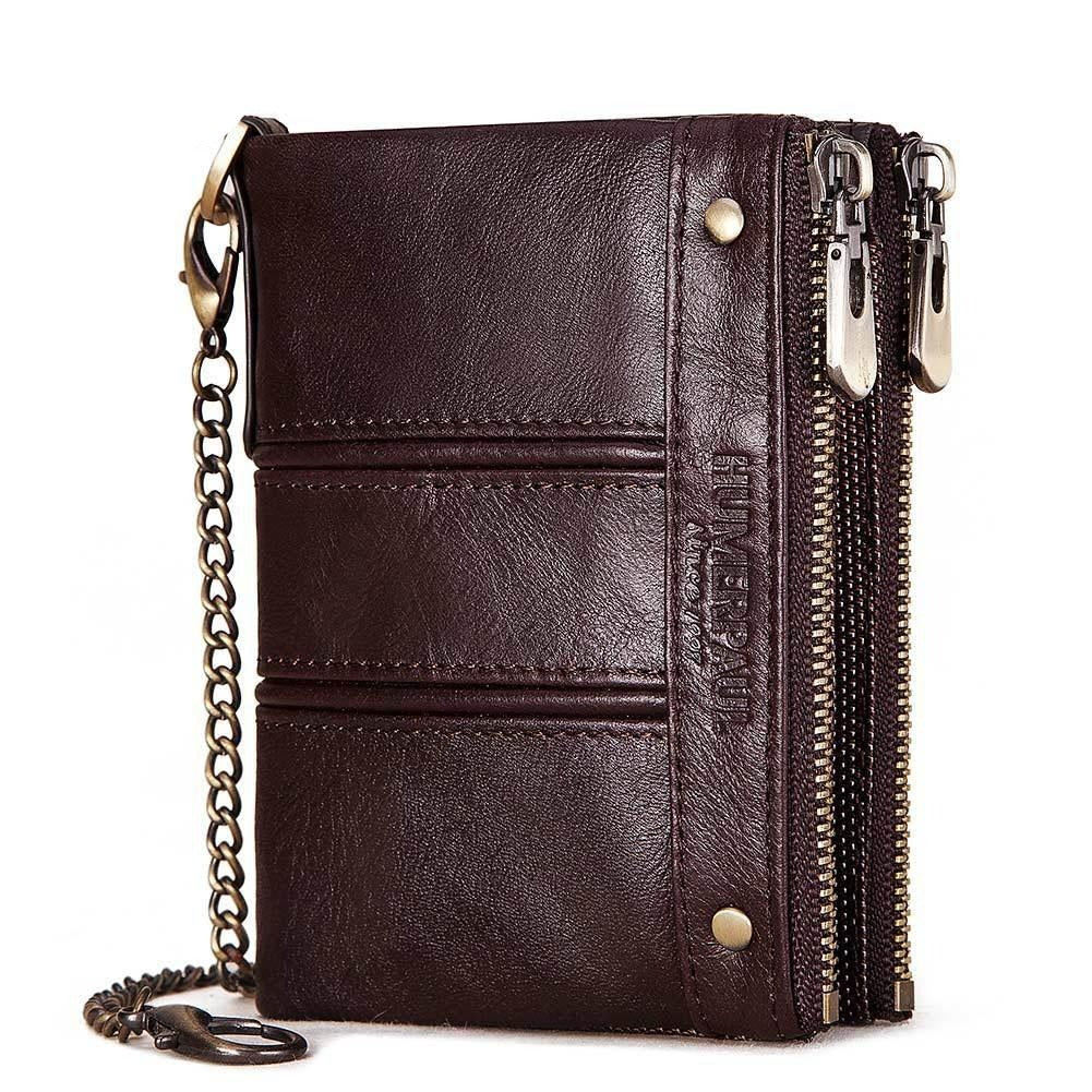 Men Double Zip Rfid Coin Purse - Secure And Stylish-1915196695243788288