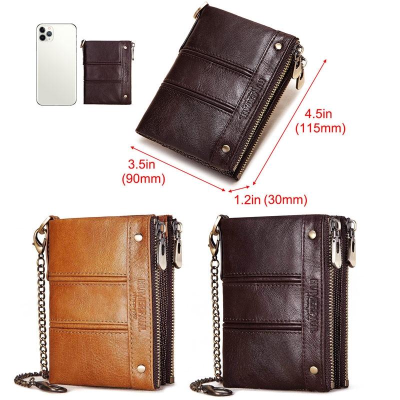 Men Double Zip Rfid Coin Purse - Secure And Stylish-1915196695243788289