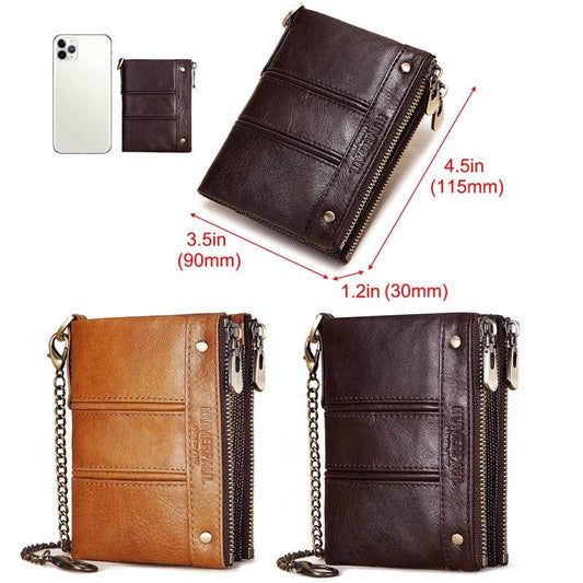 Men Double Zip Rfid Coin Purse - Secure And Stylish-1915196695243788289