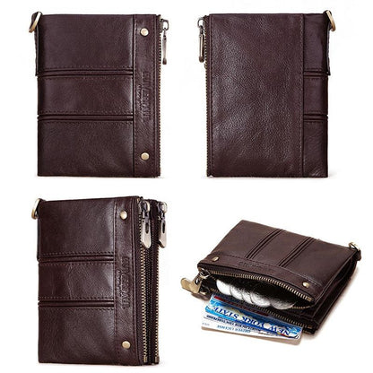 Men Double Zip Rfid Coin Purse - Secure And Stylish-1915196695243788290