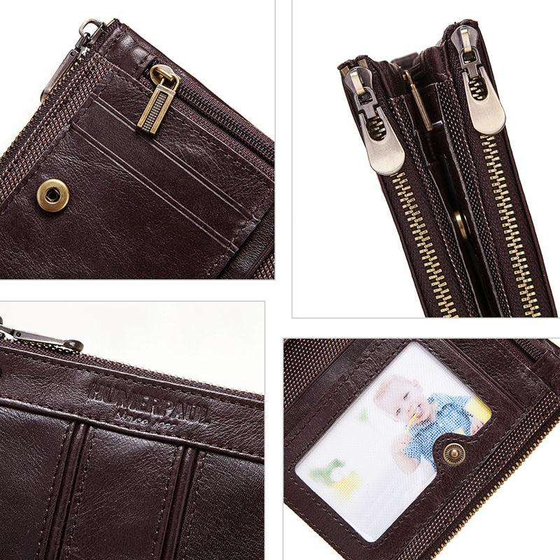 Men Double Zip Rfid Coin Purse - Secure And Stylish-1915196695243788291