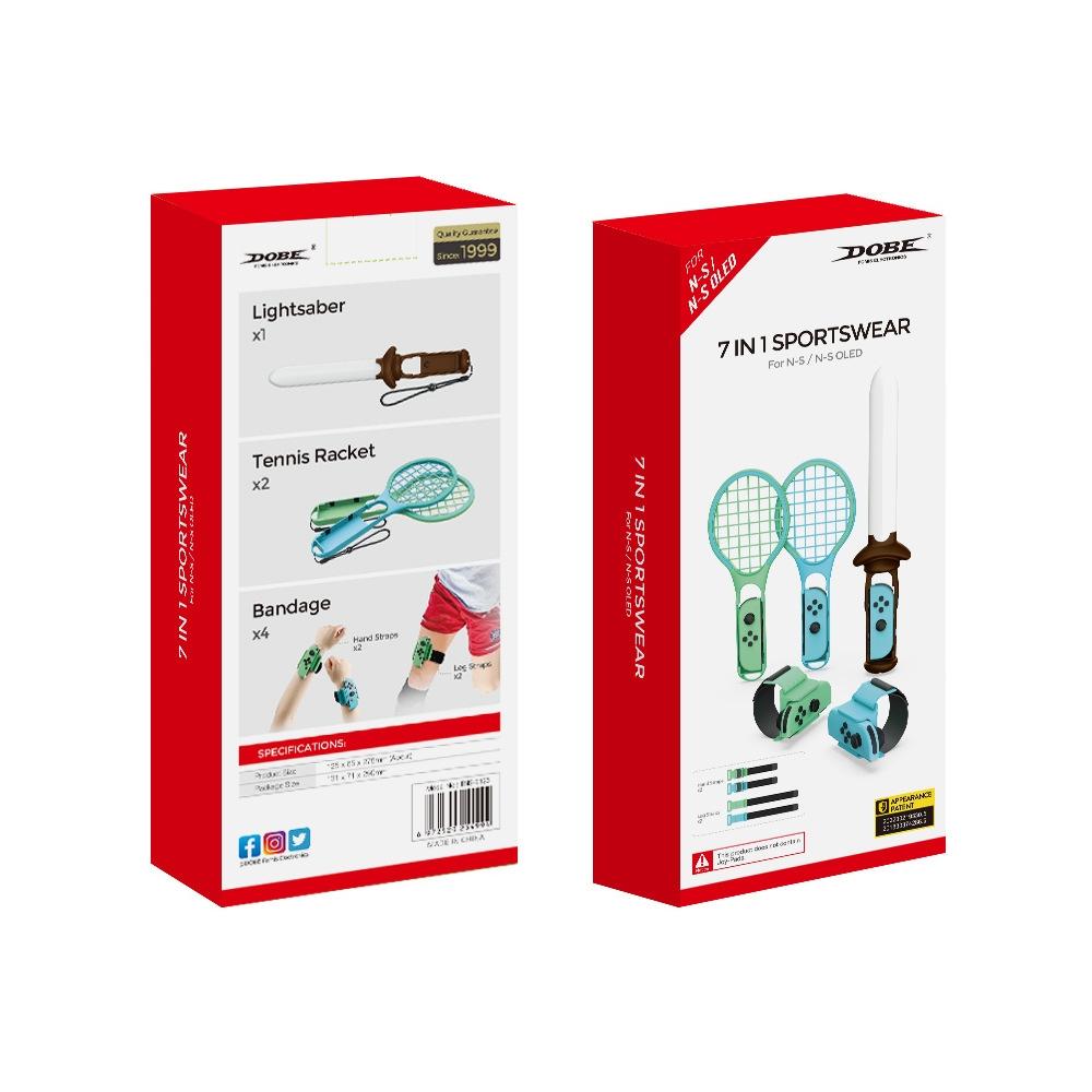 7-In-1 Sports Set For Nintendo Switch Lightsaber Leg Strap Tennis Racket Wrist Strap-1915197586340450309