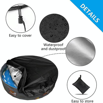Round Foldable Pool Cover - Dustproof & Sunscreen - 122X30Cm - Black / Silver-1915197851705675779
