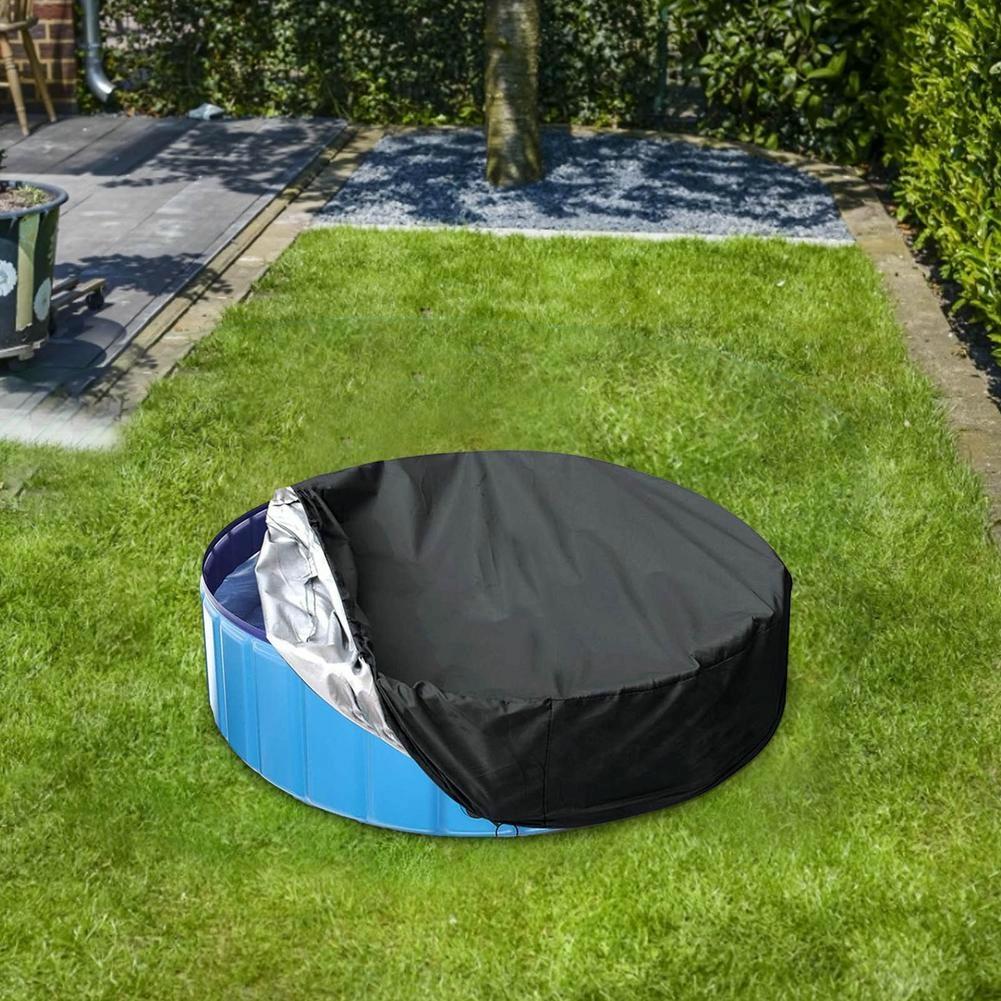 Round Foldable Pool Cover - Dustproof & Sunscreen - 122X30Cm - Black / Silver-1915197851705675782