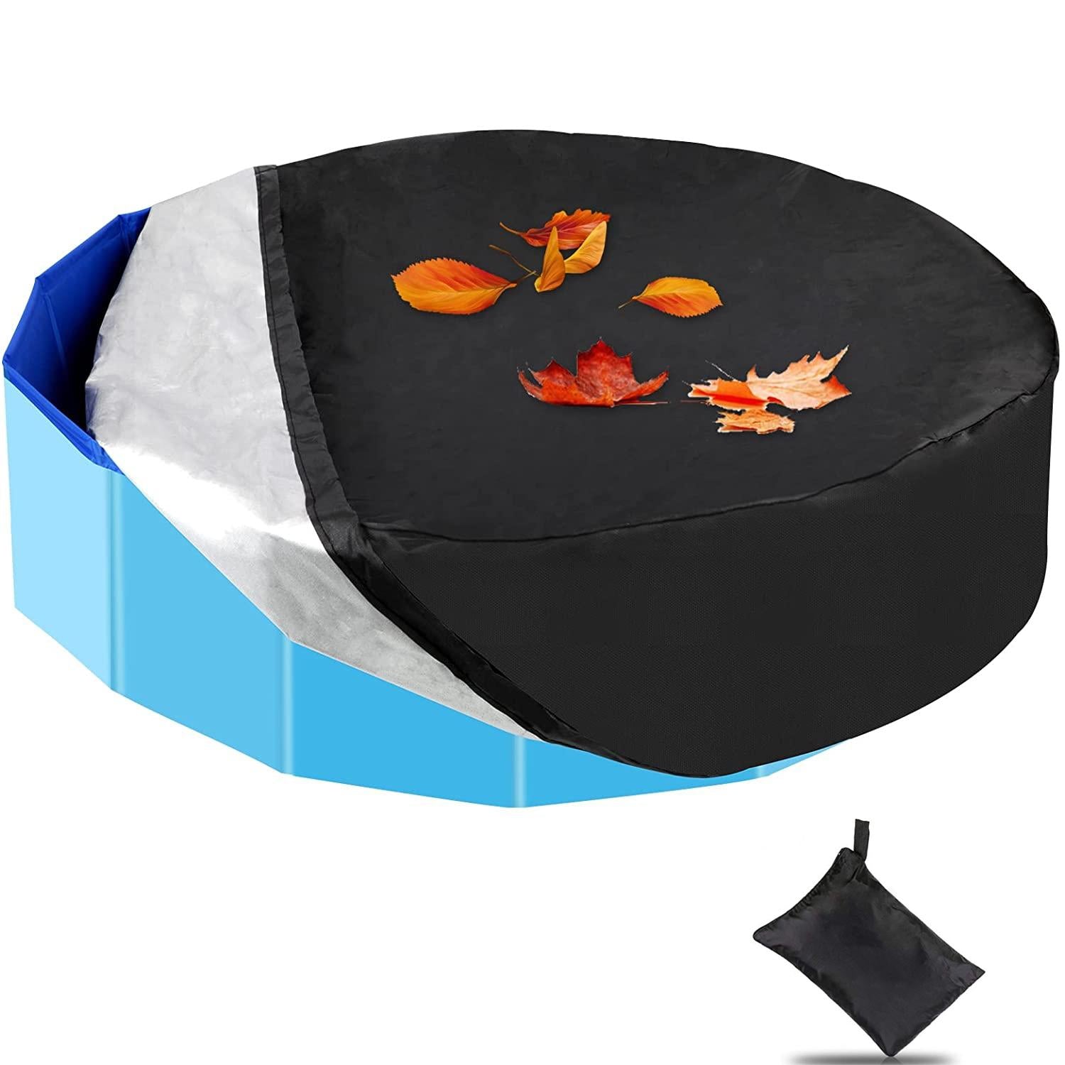 Round Foldable Pool Cover - Dustproof & Sunscreen - 162X30Cm - Black / Silver-1915197691361628161