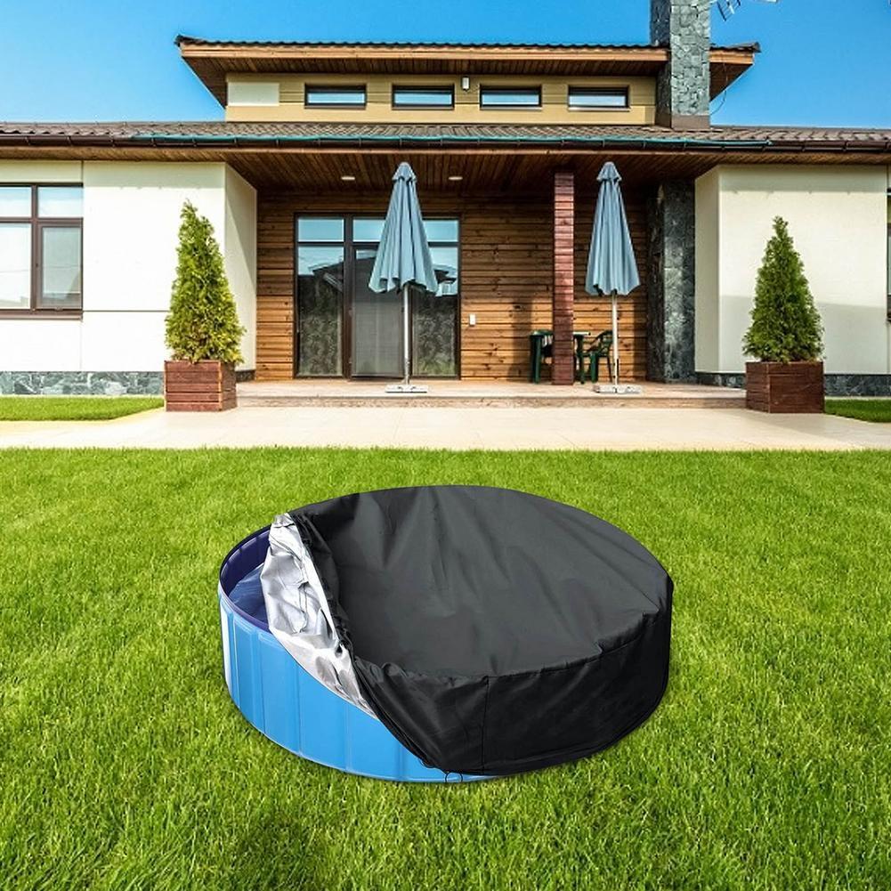 Round Foldable Pool Cover - Dustproof & Sunscreen - 162X30Cm - Black / Silver-1915197691361628165