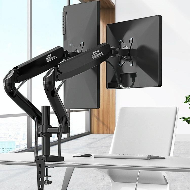 Double Screen Desktop Monitor Bracket - Air Pressure Lift-1964932248088219648