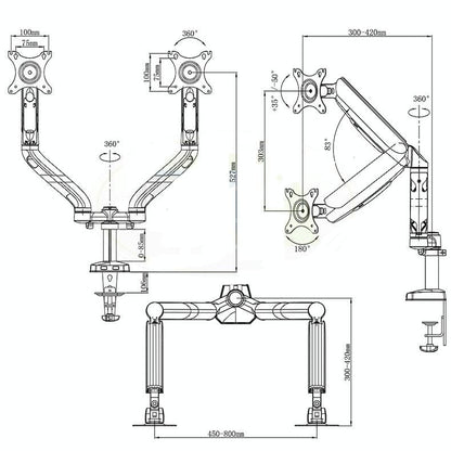 Double Screen Desktop Monitor Bracket - Air Pressure Lift-1964932248088219650
