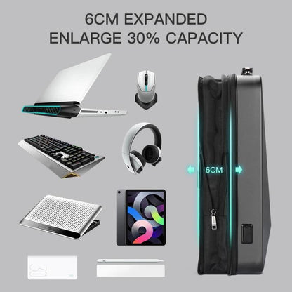 Waterproof Expandable Backpack With Usb Charging - Black Regular-1915197980491780099