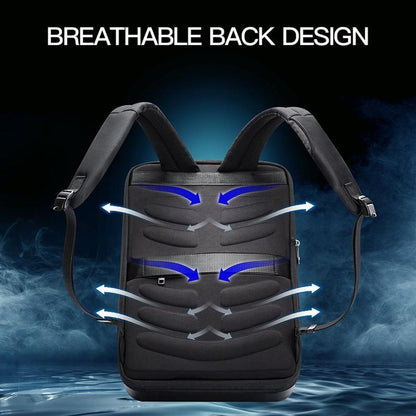 Waterproof Expandable Backpack With Usb Charging - Black Password Protected-1915197818411290626
