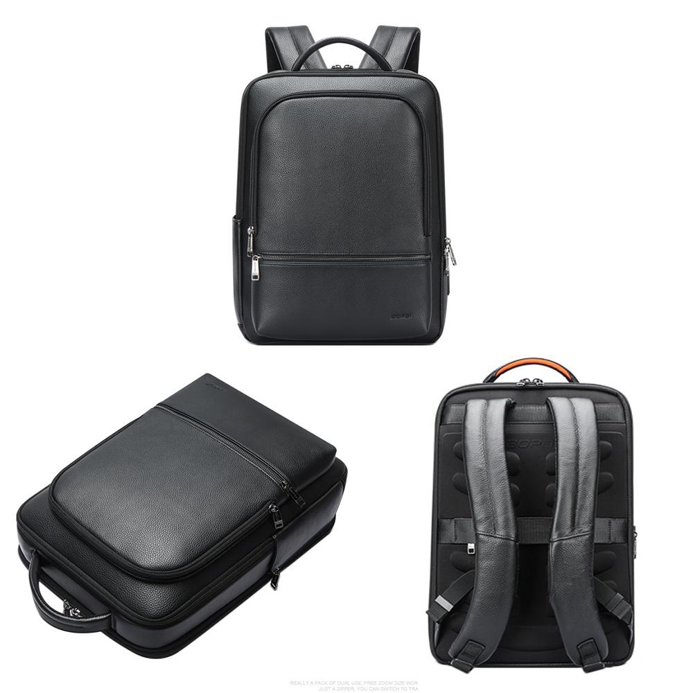 Waterproof Anti-Theft Backpack With Usb Charging - Cowhide Multi-Compartment Black-1915196941302632449