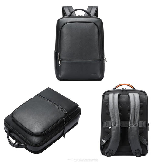 Waterproof Anti-Theft Backpack With Usb Charging - Cowhide Multi-Compartment Black-1915196941302632449