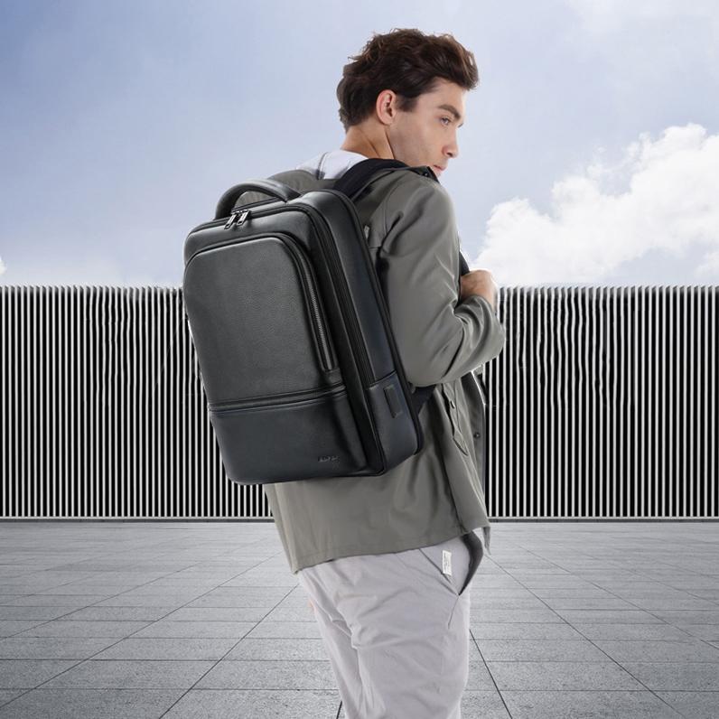 Waterproof Anti-Theft Backpack With Usb Charging - Cowhide Multi-Compartment Black-1915196941302632454