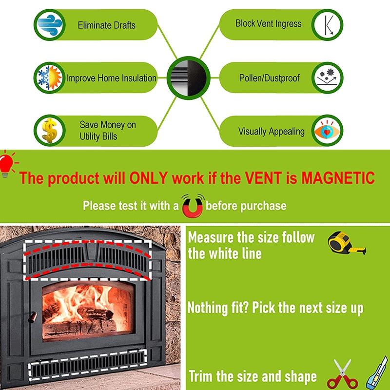 2-Pack Magnetic Fireplace Draft Stopper - 91.44 X 10.16Cm - Block Cold Air-1915198356523716610