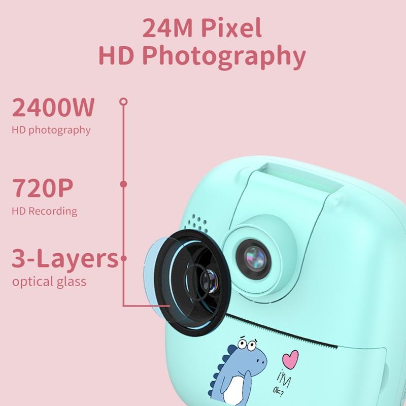 Blue Cartoon Kids Digital Camera With Rotating Lens - A18 Hd Printable-1915197842545315842