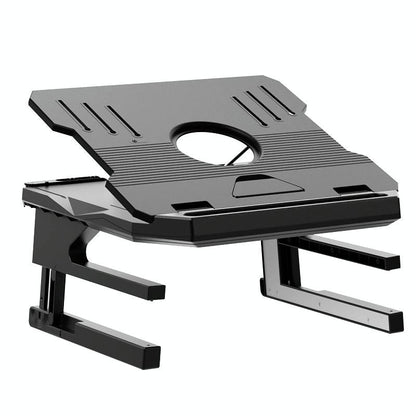 Foldable Aluminum Laptop Stand - Double Layer Heightening Bracket Black-1964932189967749126