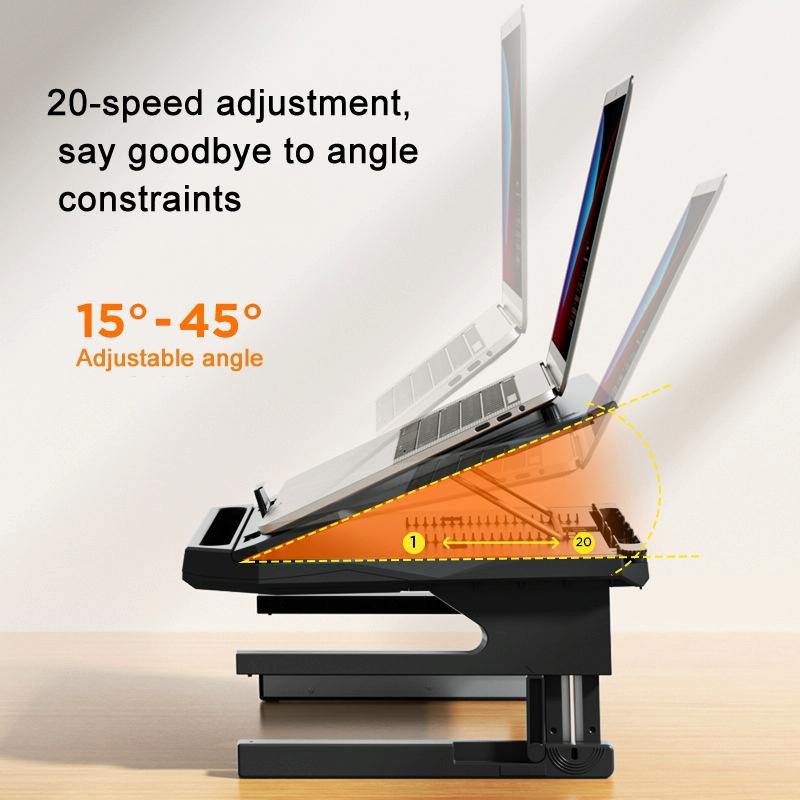 Foldable Aluminum Laptop Stand - Double Layer Heightening Bracket Black-1964932189967749123