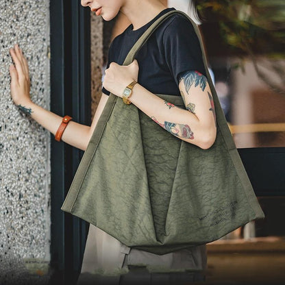 Waterproof Nylon Handbag - Large Capacity Army Green-1964932210830217222