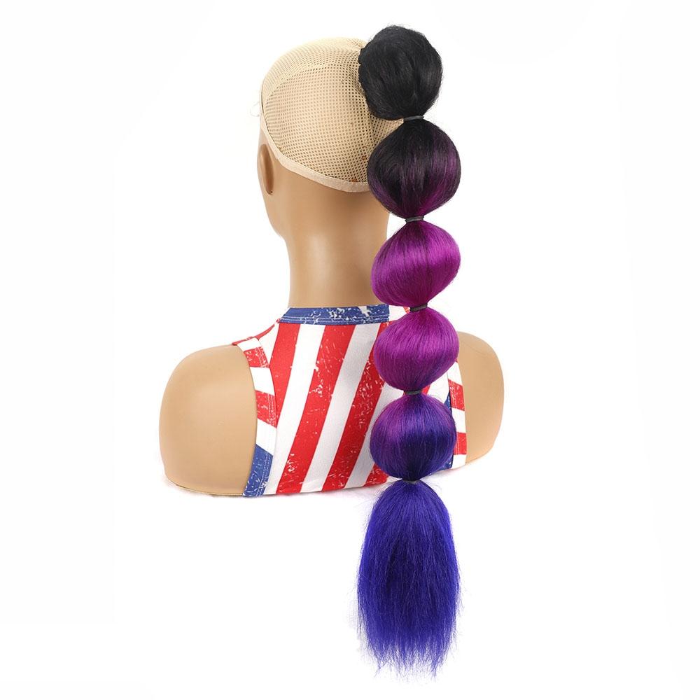 Blue Shaggy Drawstring Ponytail Wig - Long-1915197705534181381