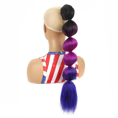 Blue Shaggy Drawstring Ponytail Wig - Long-1915197705534181381