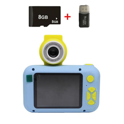 Reversible Mini Hd Child Camera With 8G Card Reader - Blue-1915197626119229446