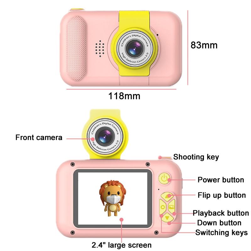 Reversible Mini Hd Child Camera With 8G Card Reader - Blue-1915197626119229442