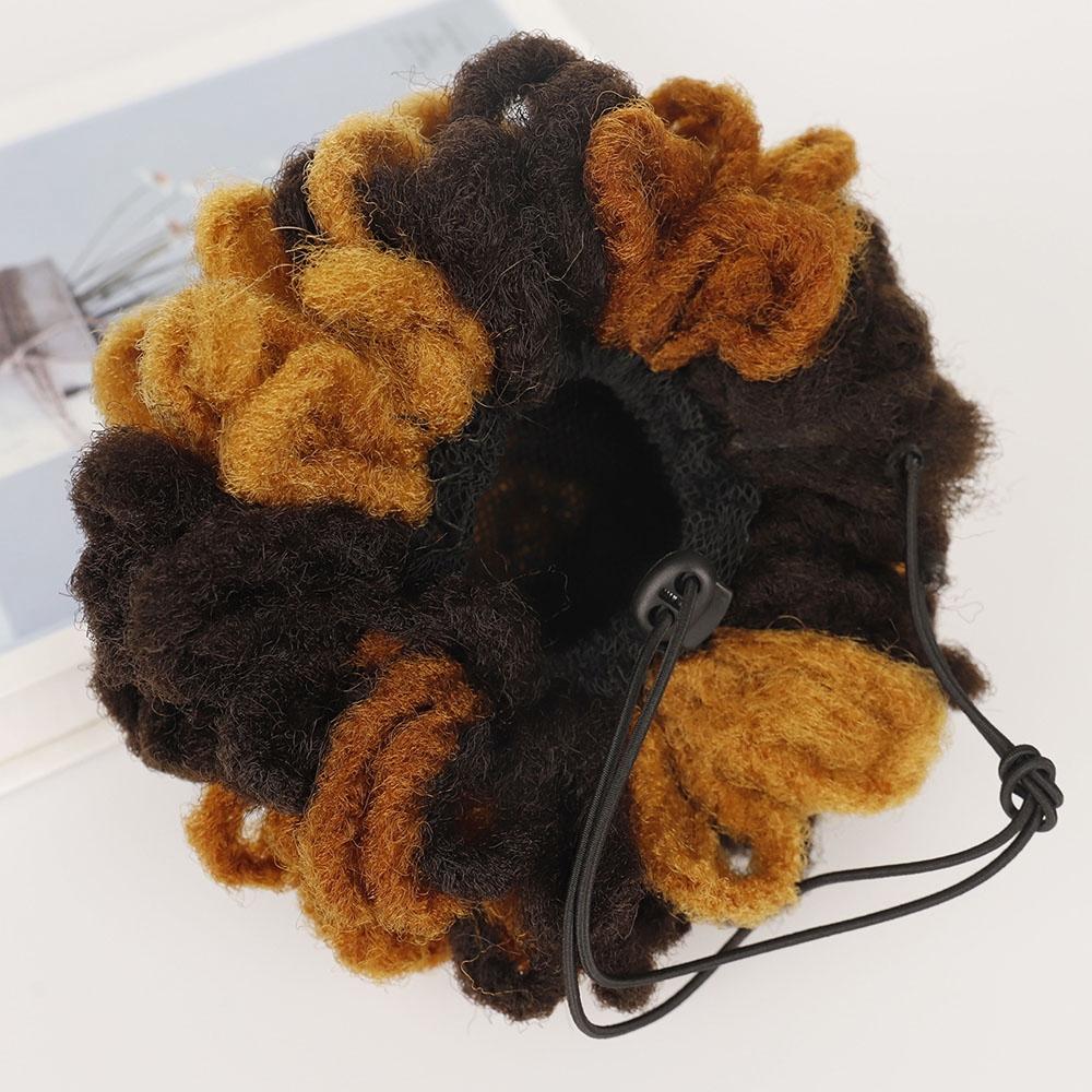 Shaggy Drawstring Dreadlock Bun - Natural Black-1915198325741719556