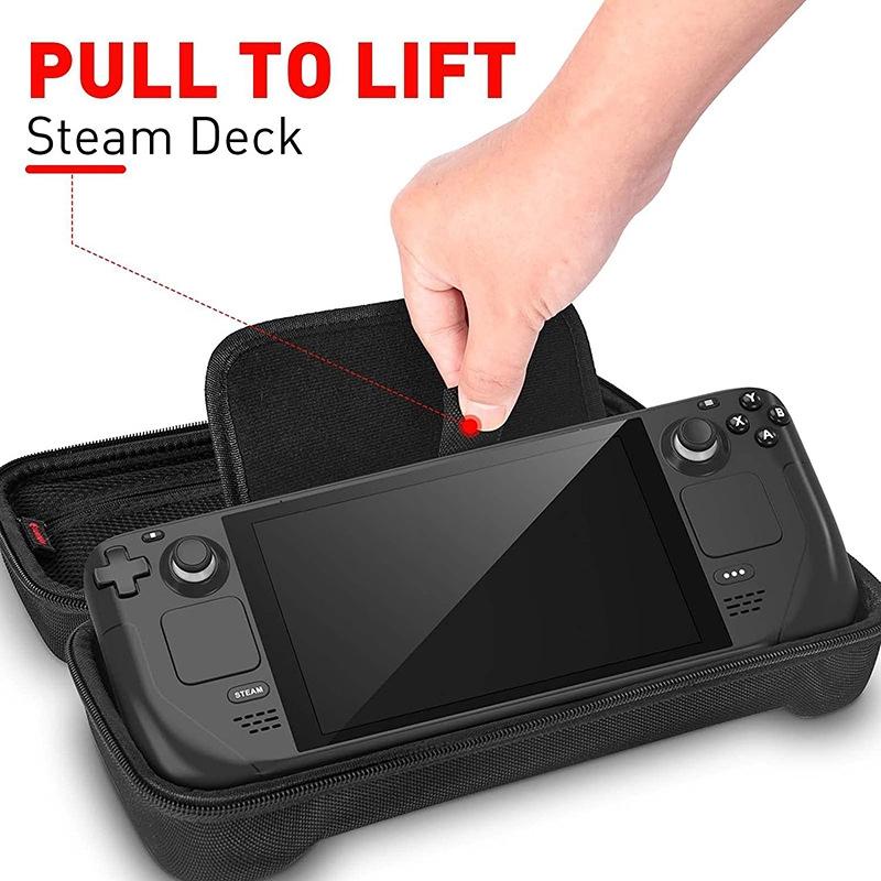 Steam Deck Handheld Console Storage Bag - Hard Eva Oxford Cloth - Black-1969996408396320769