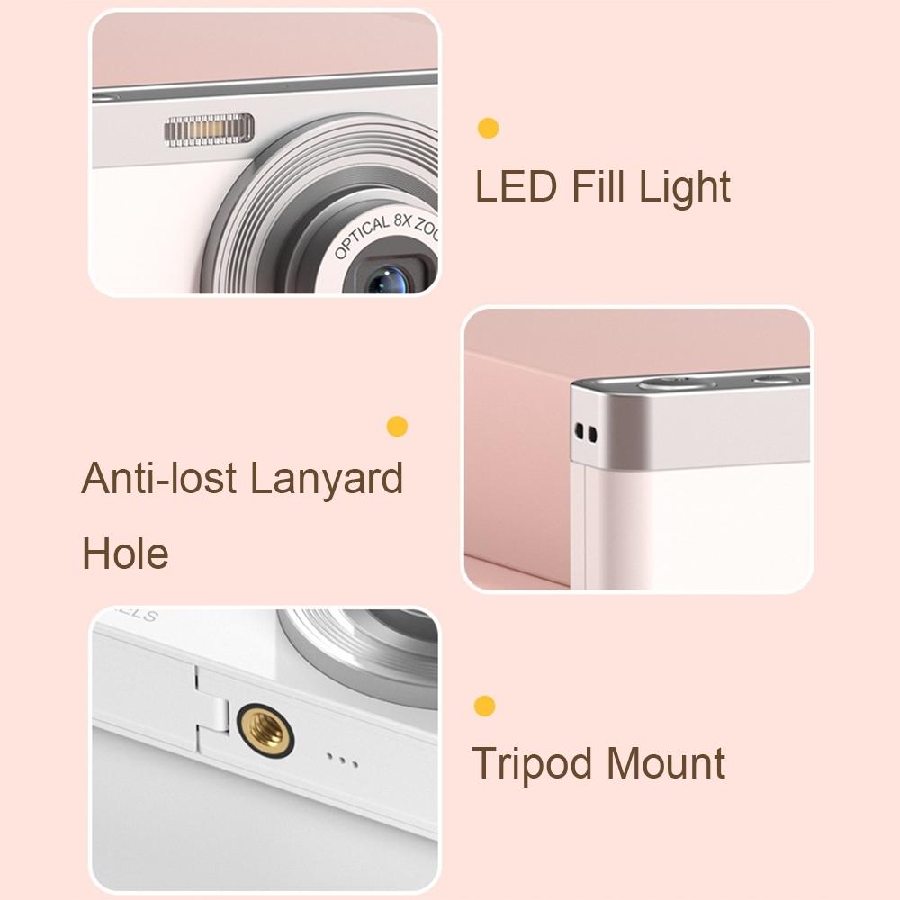 4K 8X Optical Zoom Telescopic Lens Digital Camera - Pink 2.88 Inch-1915198101556170759