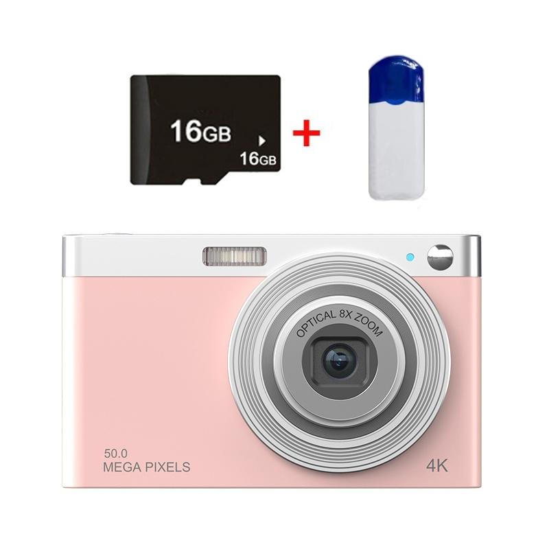 4K 8X Optical Zoom Telescopic Lens Digital Camera With Card Reader & 16G - Pink-1915198370486554624