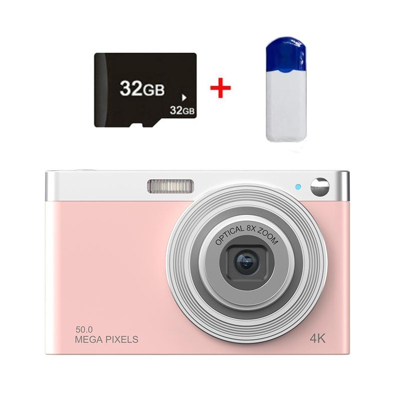 4K 8X Optical Zoom Telescopic Lens Digital Camera With Card Reader & 32G - Pink-1915197862489231360