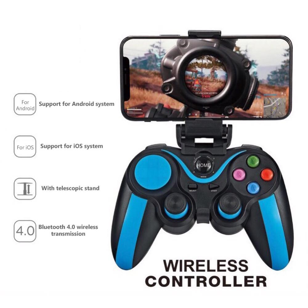 Wireless Bluetooth Game Handle For Android / Ios Phones With Holder - Blue / Black-1915196892803895298