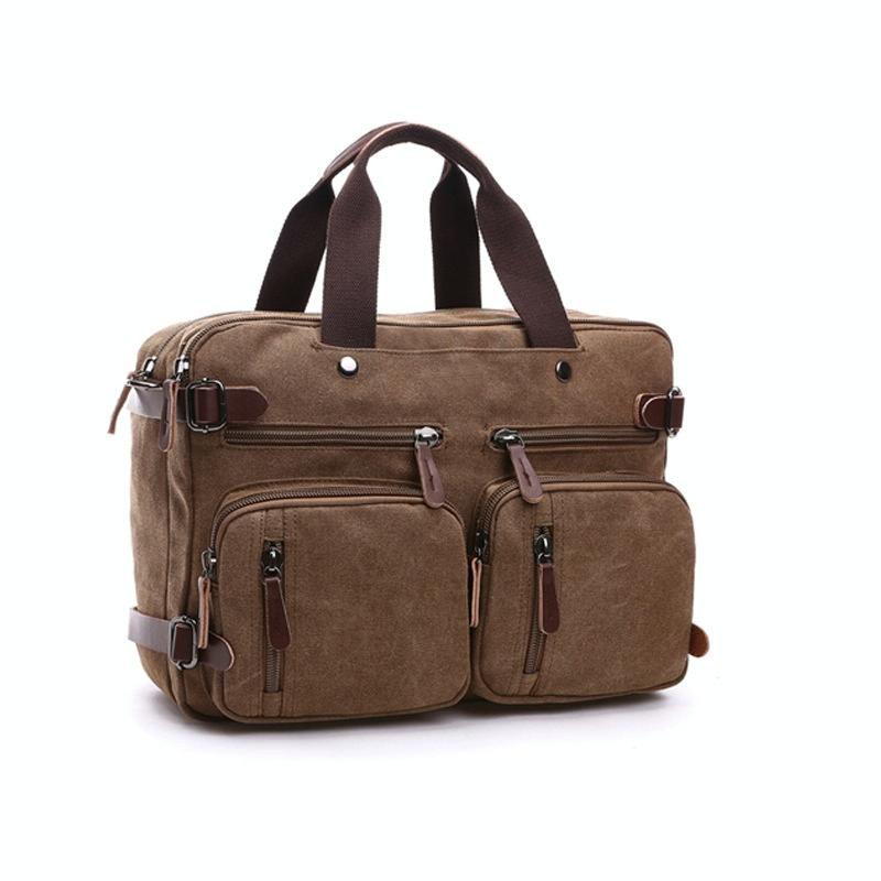 Versatile Canvas Business Briefcase For Laptops-1915197164011786240