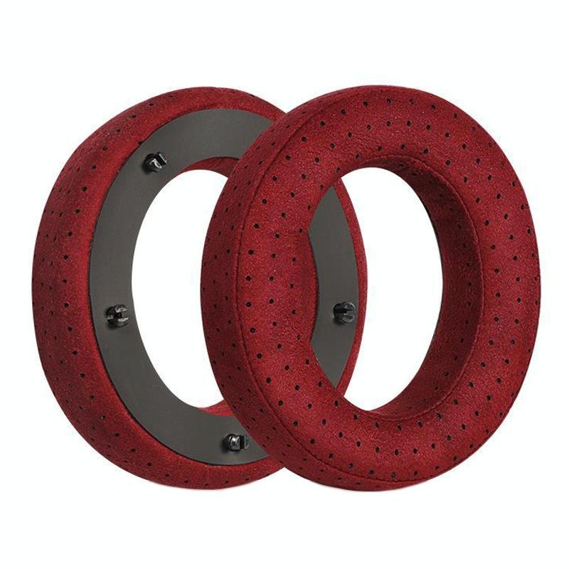 Breathable Leather Headset Cover For Focal Clear Mg Pro - Red Fiber 2 Pack-1922443407565918214