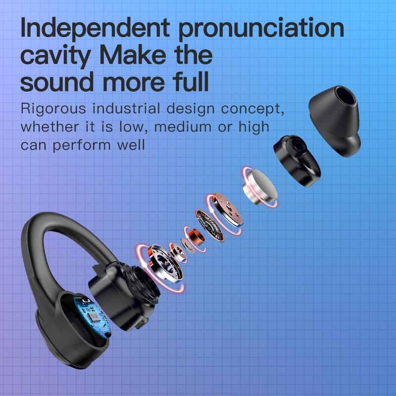 Digital Display Bluetooth Headset With Noise Reduction And Charging Bin - Black-1915197125487104002