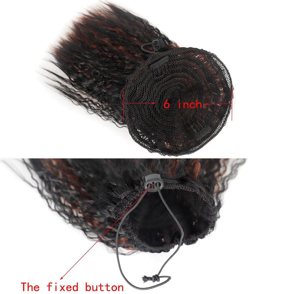 Short Fluffy Drawstring Perm Curly Ponytail Wig In 1Bh33 Colour-1915197801734737923