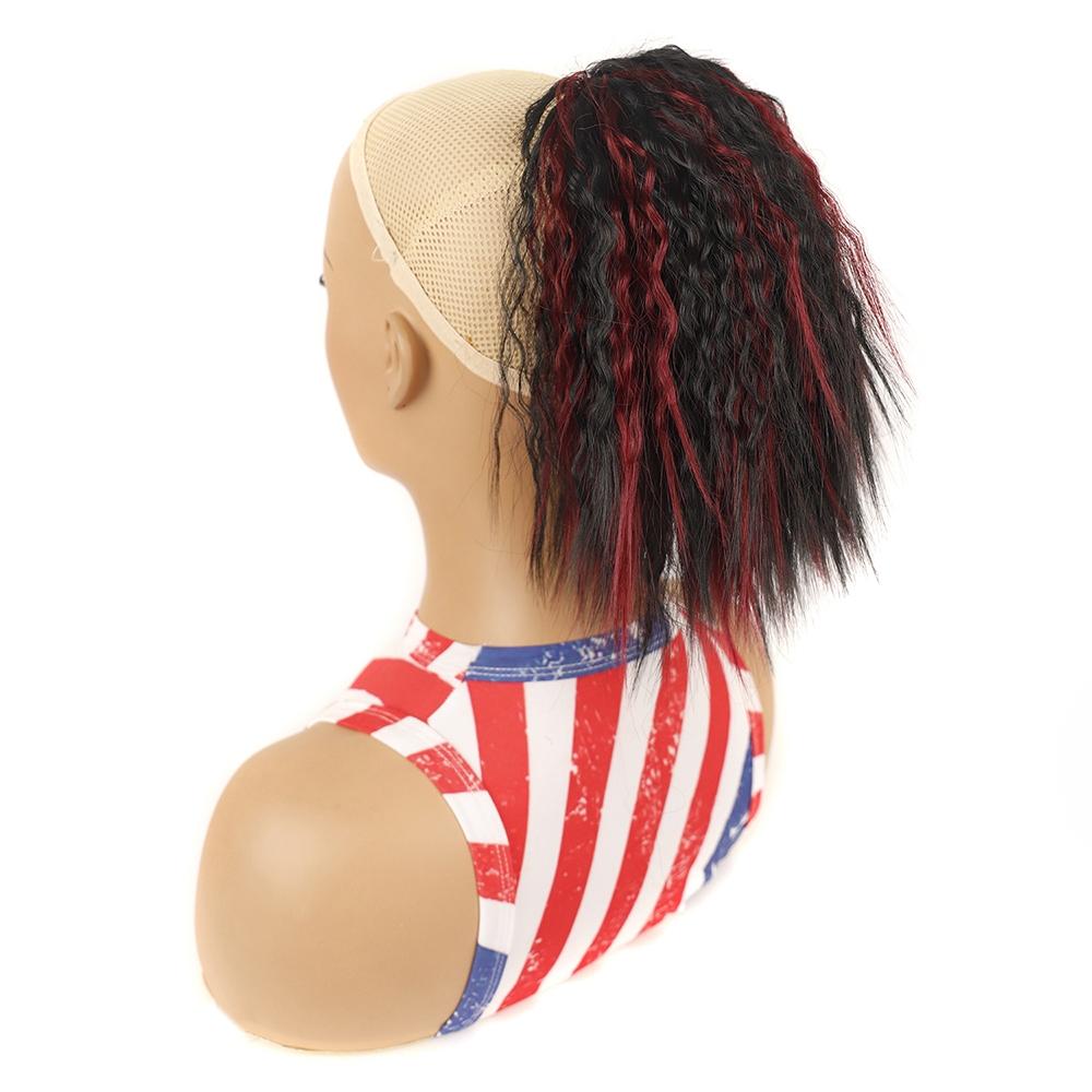 Short Fluffy Drawstring Perm Curly Ponytail Wig - 1Bhbug-1915197167165902848