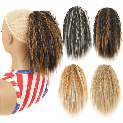 Fixed Drawstring Perm Curly Wig With Fluffy Short Ponytail - Colour 33-1915197045564641285
