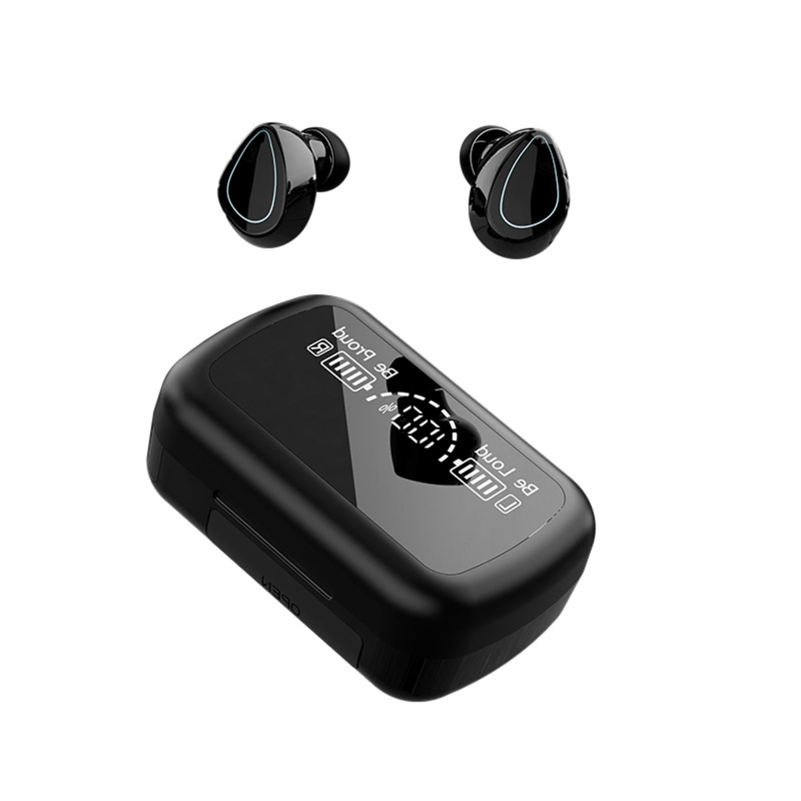Mini Bluetooth Headset With Charging Bin And Digital Display - Black-1915196876223811584