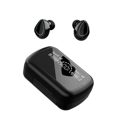 Mini Bluetooth Headset With Charging Bin And Digital Display - Black-1915196876223811590