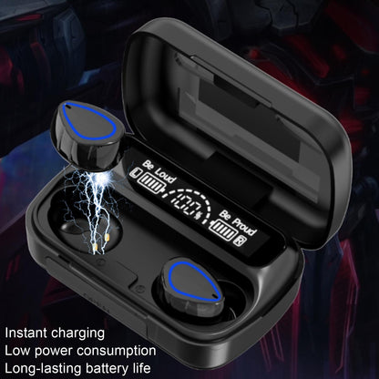 Mini Bluetooth Headset With Charging Bin And Digital Display - Black-1915196876223811587