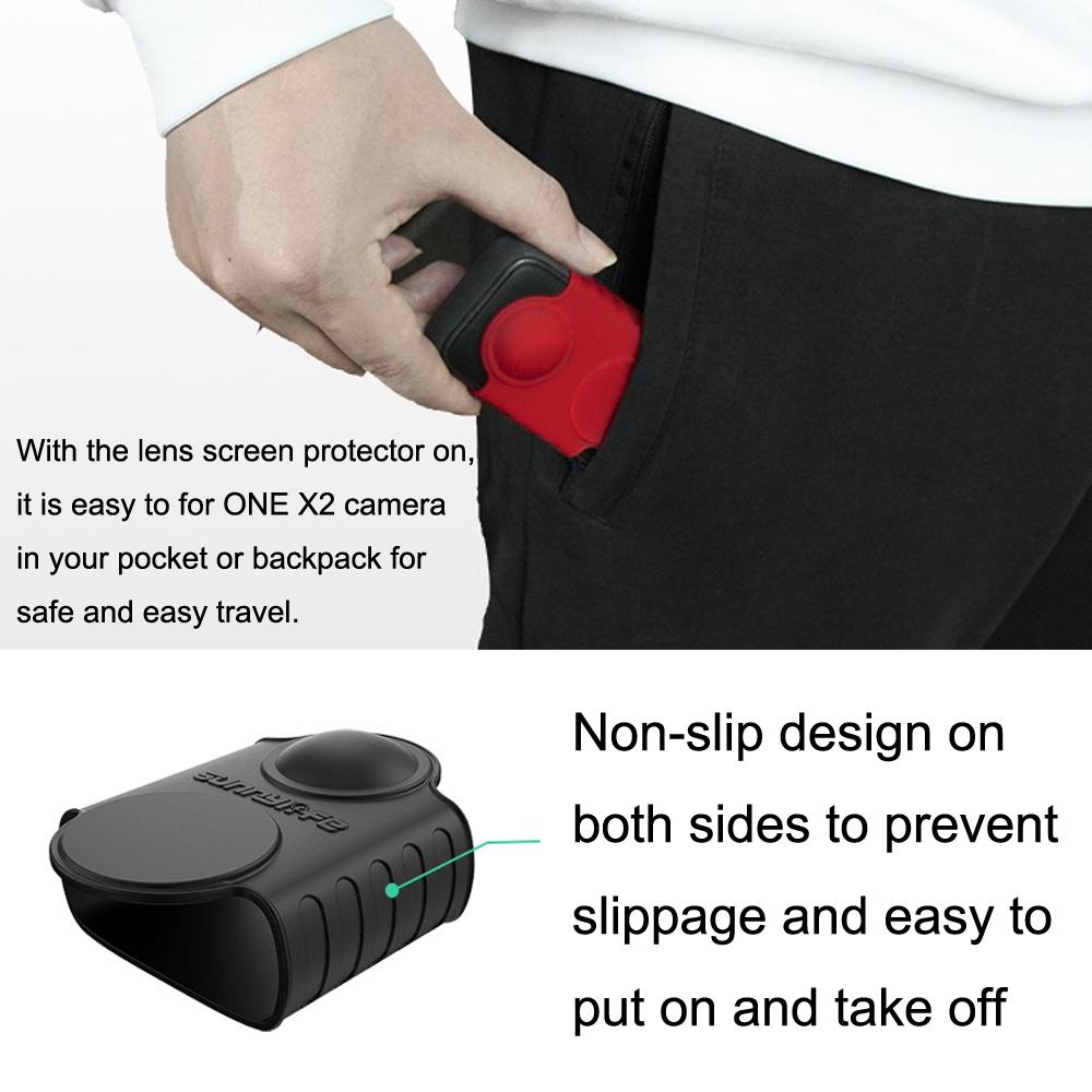 Silicone Protective Case For Insta360 One X2 With Red Lens Screen-1915198332452605958