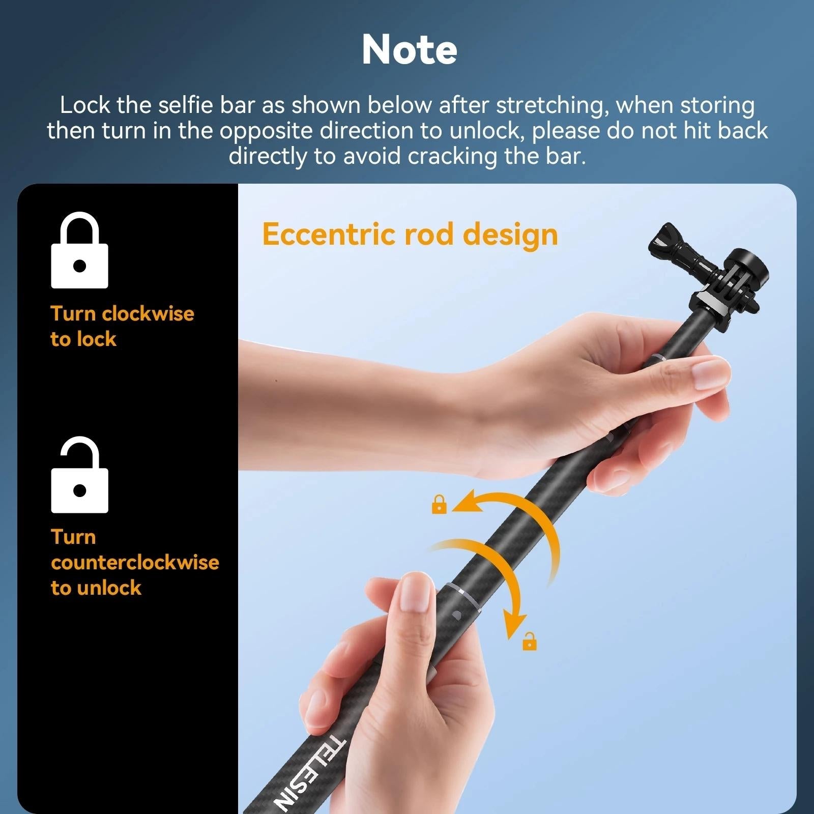 Carbon Fiber Selfie Stick For Action Cameras - 1 / 4 Screw-1915197582666240003