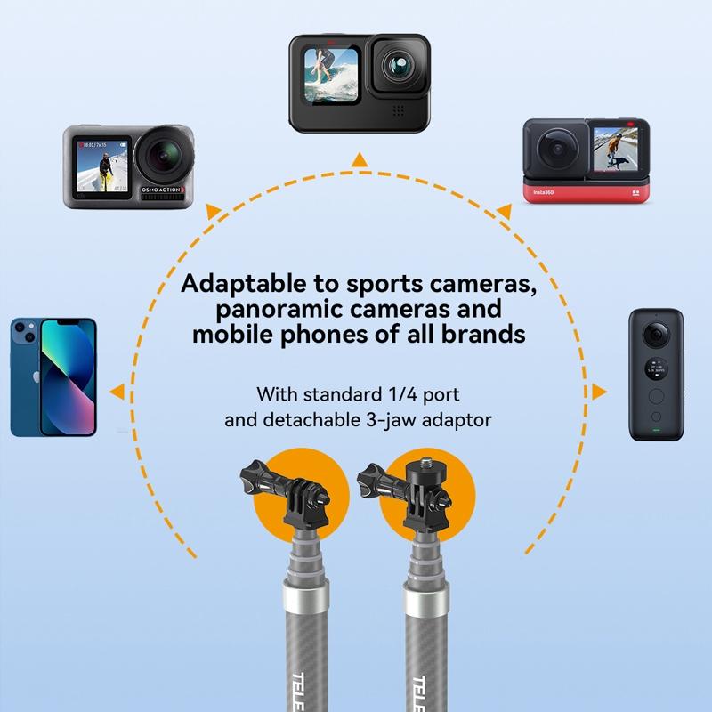 Carbon Fiber Selfie Stick For Action Cameras - 1 / 4 Screw-1915197582666240004