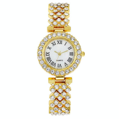 Gold Roman Diamond Women Quartz Watch - Elegant Design-1915198290199187461