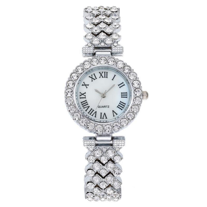 Silver Roman Diamond Women Quartz Watch-1915198113434439680