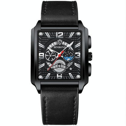 Vintage Square Men Quartz Watch With Multifunction And Luminous Display-1915197034101608448