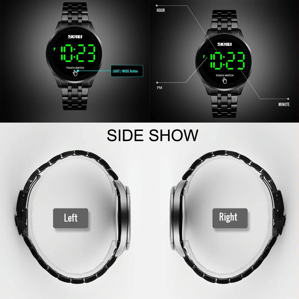 Stainless Steel Led Touch Watch - Black-1915198319785807875