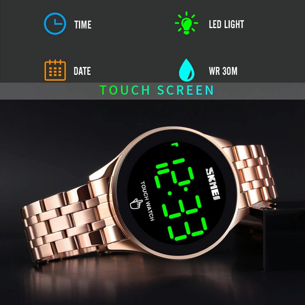 Stainless Steel Led Touch Watch - Black-1915198319785807876