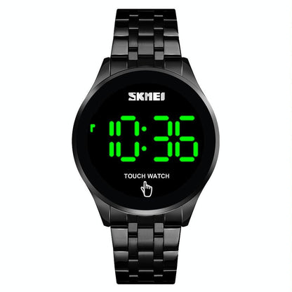 Stainless Steel Led Touch Watch - Black-1915198319785807880